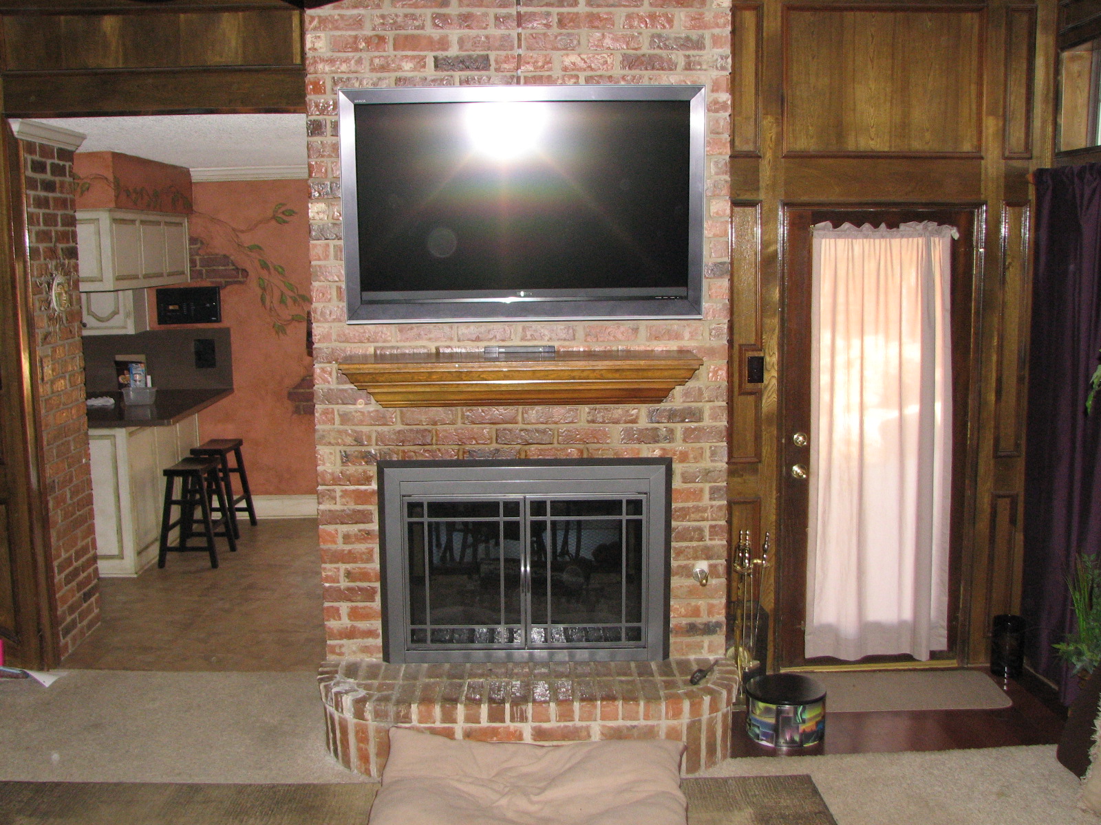 Sony TV mounted installed over brick fireplace Duncanville TX