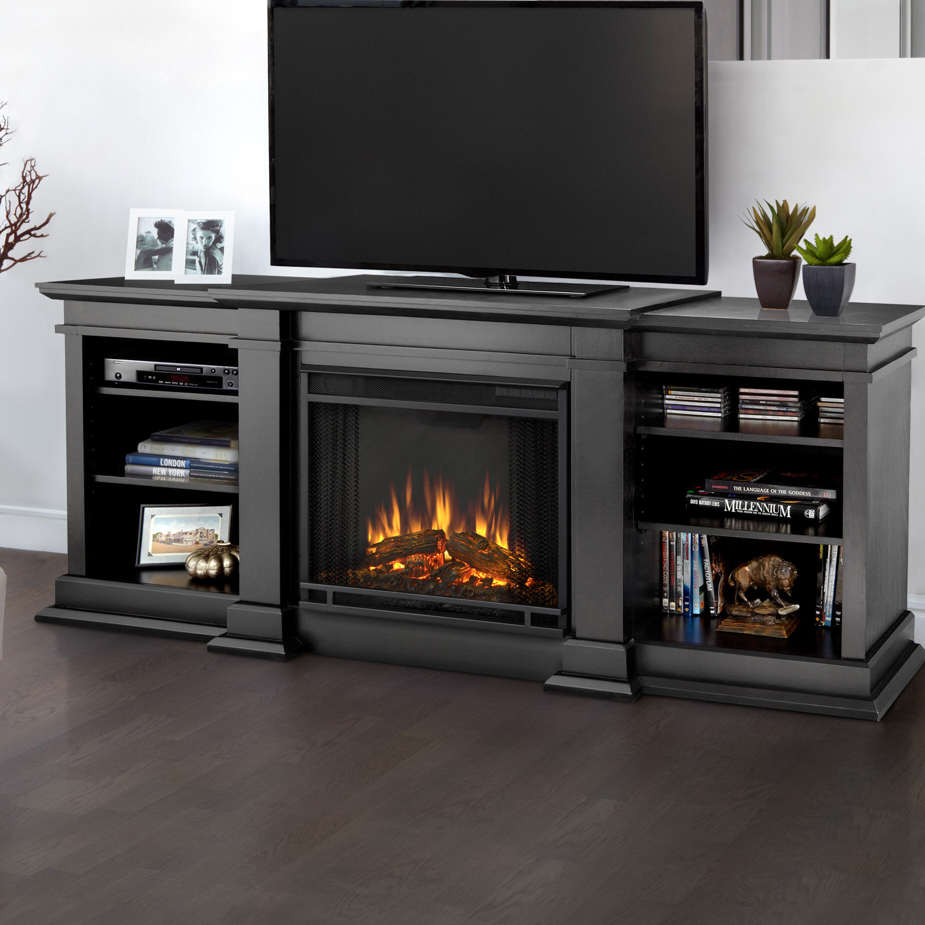 fresno entertainment center for tvs up to 70 with electric fireplace