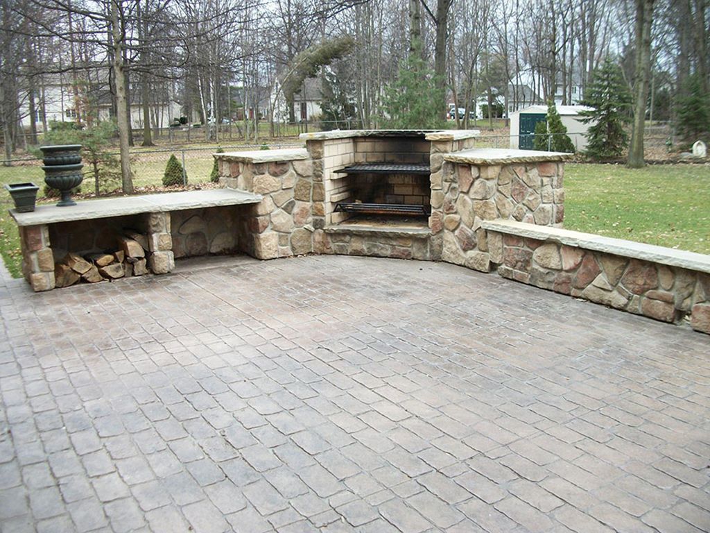 Stamped Concrete Patio Deck Fireplace pergolakits c3e eab5af f7943c78ee