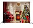 United Brick and Fireplace Elegant 7x5ft Red Christmas Tree Gift Chair Fireplace Graphy Backdrop Studio Prop Background