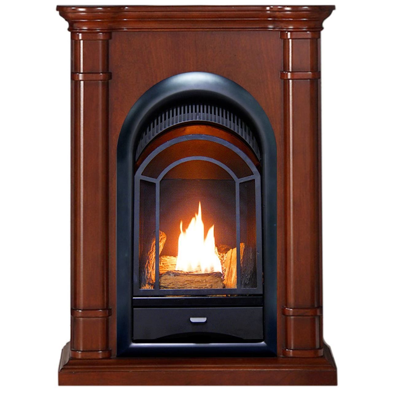 Vent Free Gas Fireplace Mantel Packages Elegant Pro Fs100t 3w Ventless Fireplace System 10k Btu Duel Fuel thermostat Insert and Walnut Mantel