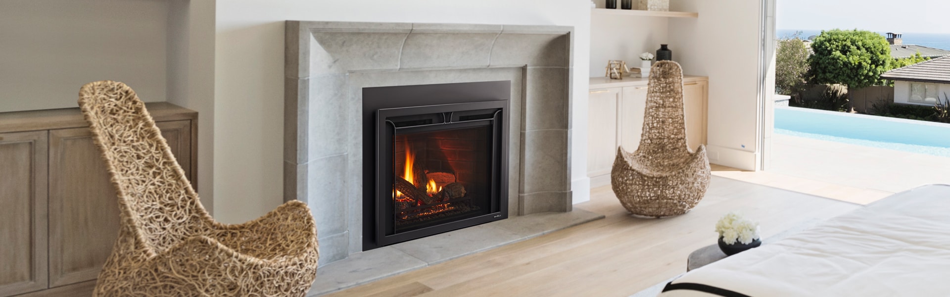 Vented Gas Fireplace with Blower Elegant Escape Gas Firebrick Inserts