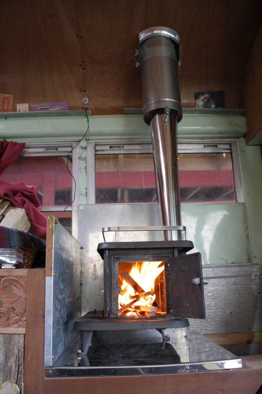 Venting A Wood Stove Through A Fireplace Awesome Little Cod Wood Stove – Bus Building