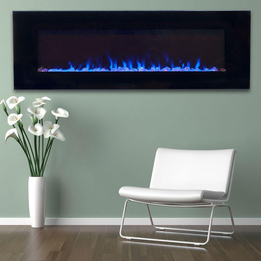 Vertical Wall Mount Fireplace Unique 54 In Led Fire and Ice Electric Fireplace with Remote In Black