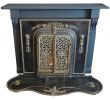 Victorian Fireplace Mantel Lovely American 1960s Metal Bronze and Wood Faux Electric Fire