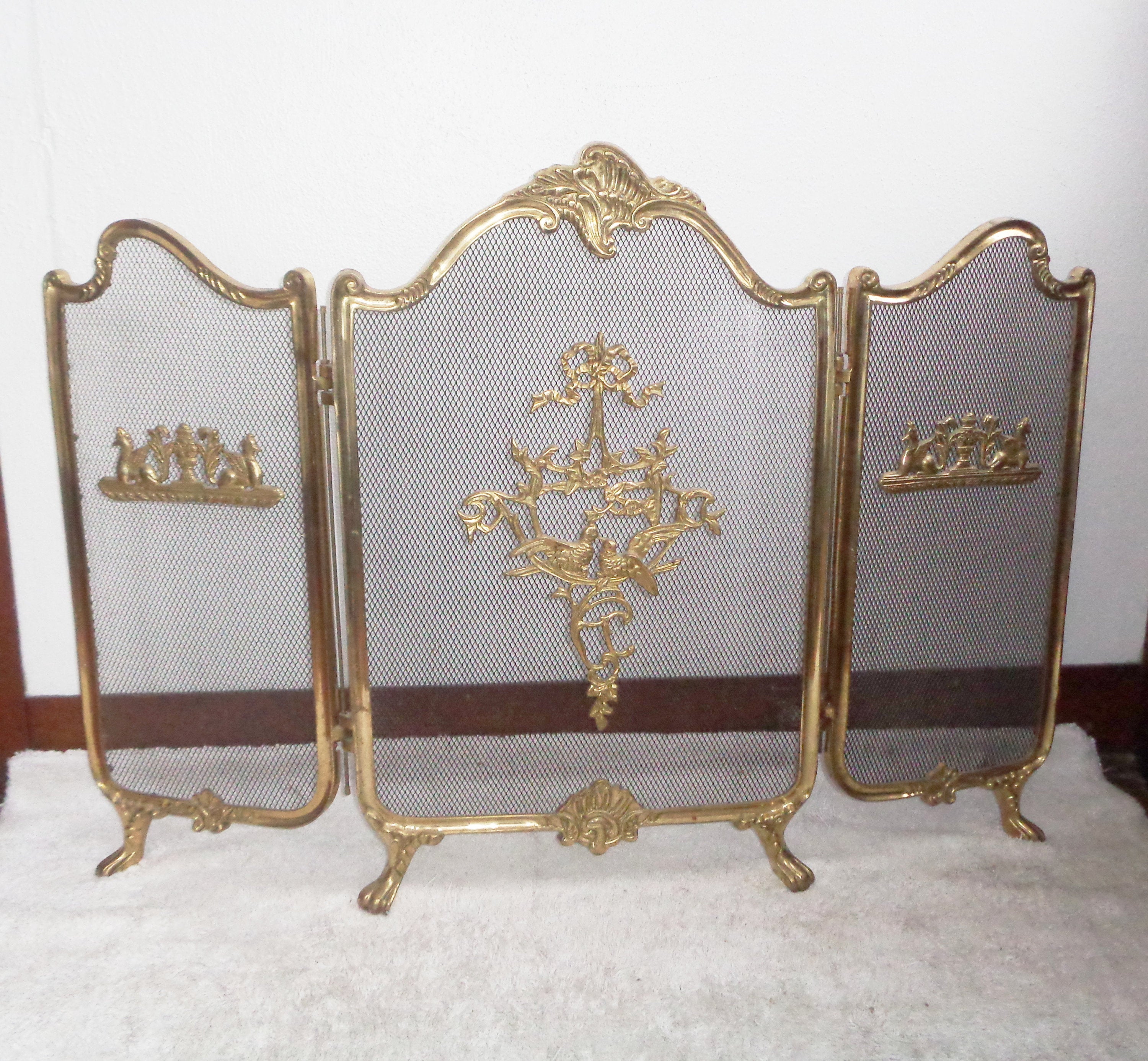 Vintage Brass Fireplace Screen Inspirational Fire Place Fire Screen Antique Brass French Baroque Rococo Footed Folding Victorian