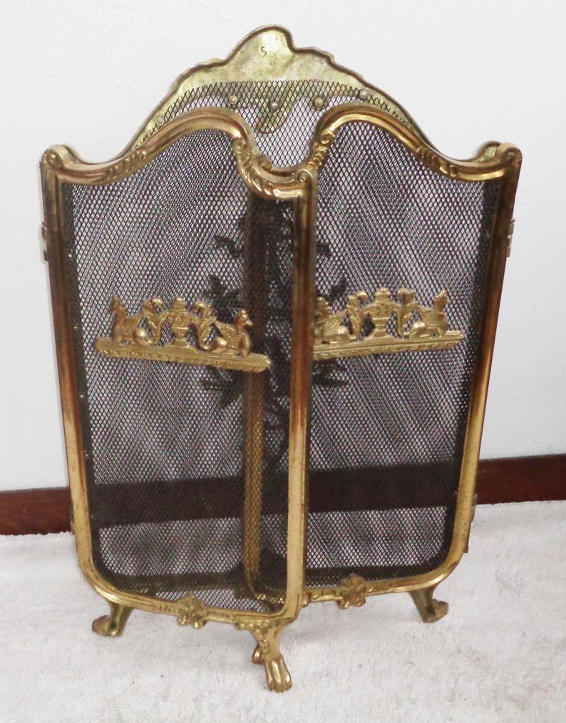 Fire Place Fire Screen Antique Brass French Baroque Rococo Footed Folding Victorian il 794xN heyg