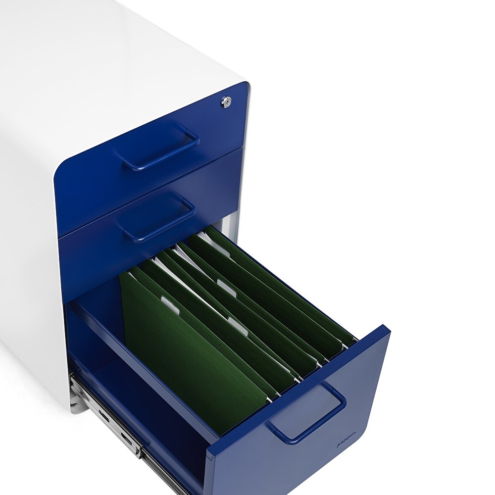 Poppin White Navy Stow Rolling 3 Drawer File Cabinet 61CEbdsH47L SL1000