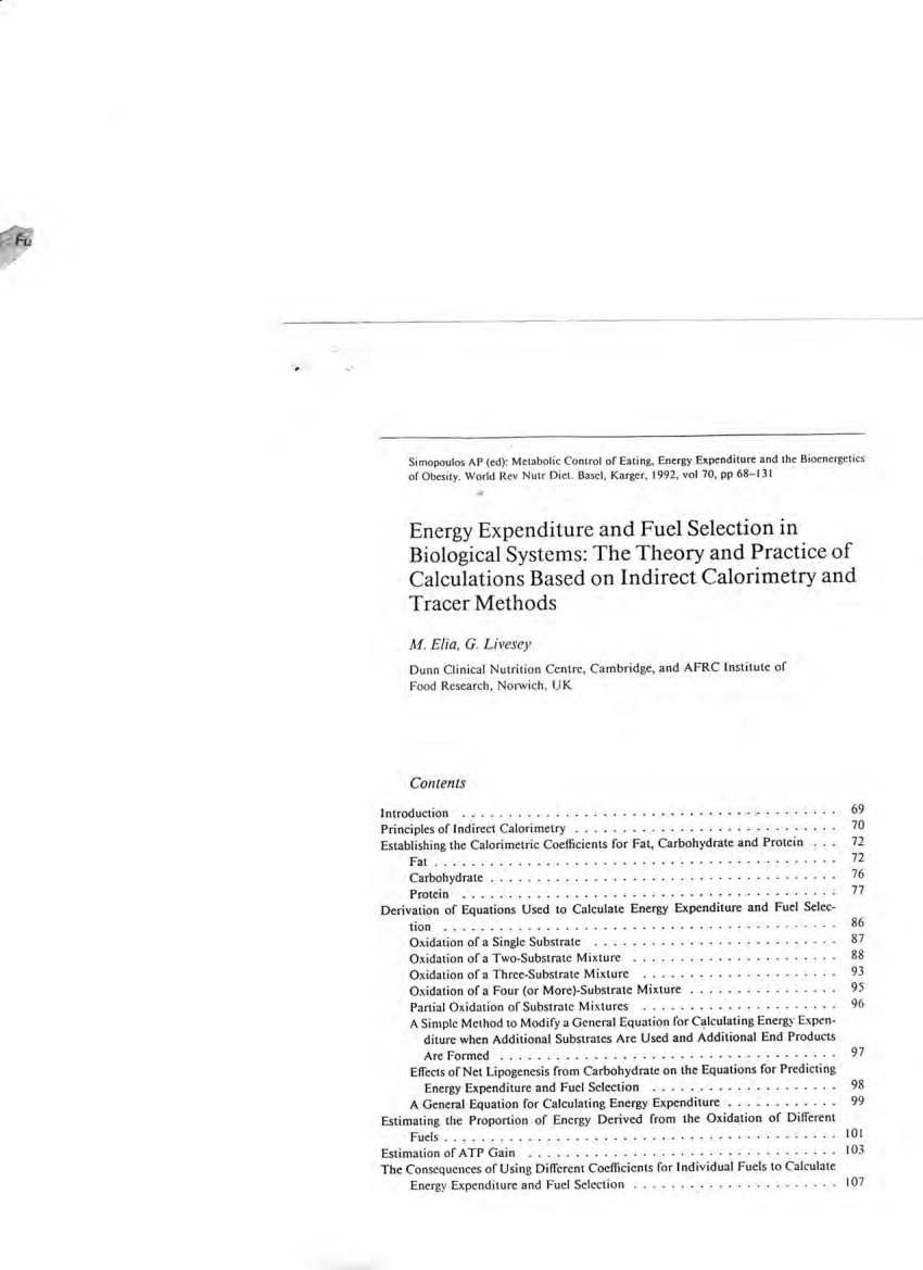 PDF Energy Expenditure and Fuel Selection in Biological largepreview