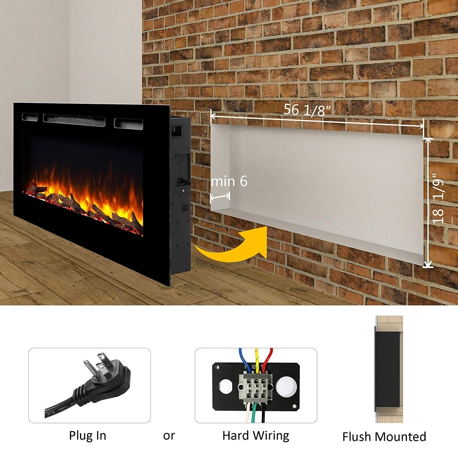 60 Alice In Wall Recessed Electric Fireplace 1500W Black 4dfc110d 830d 4830 887d f523c4949d03