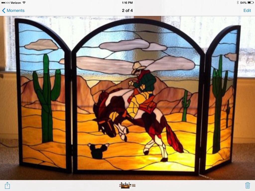 Ride Em Cowboy fireplace screen from Delphi Artist 0d58f9fd21cc590a3d321aad6e5be278
