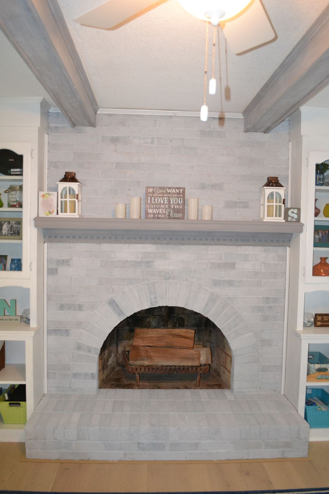 Beach House Remodel painting a brick fireplace Gray Wash 122deae96d8e3b5d9862a1c31ec5ed66