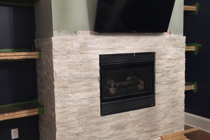 White Stacked Stone Fireplace Fresh Tiling A Stacked Stone Fireplace Surround