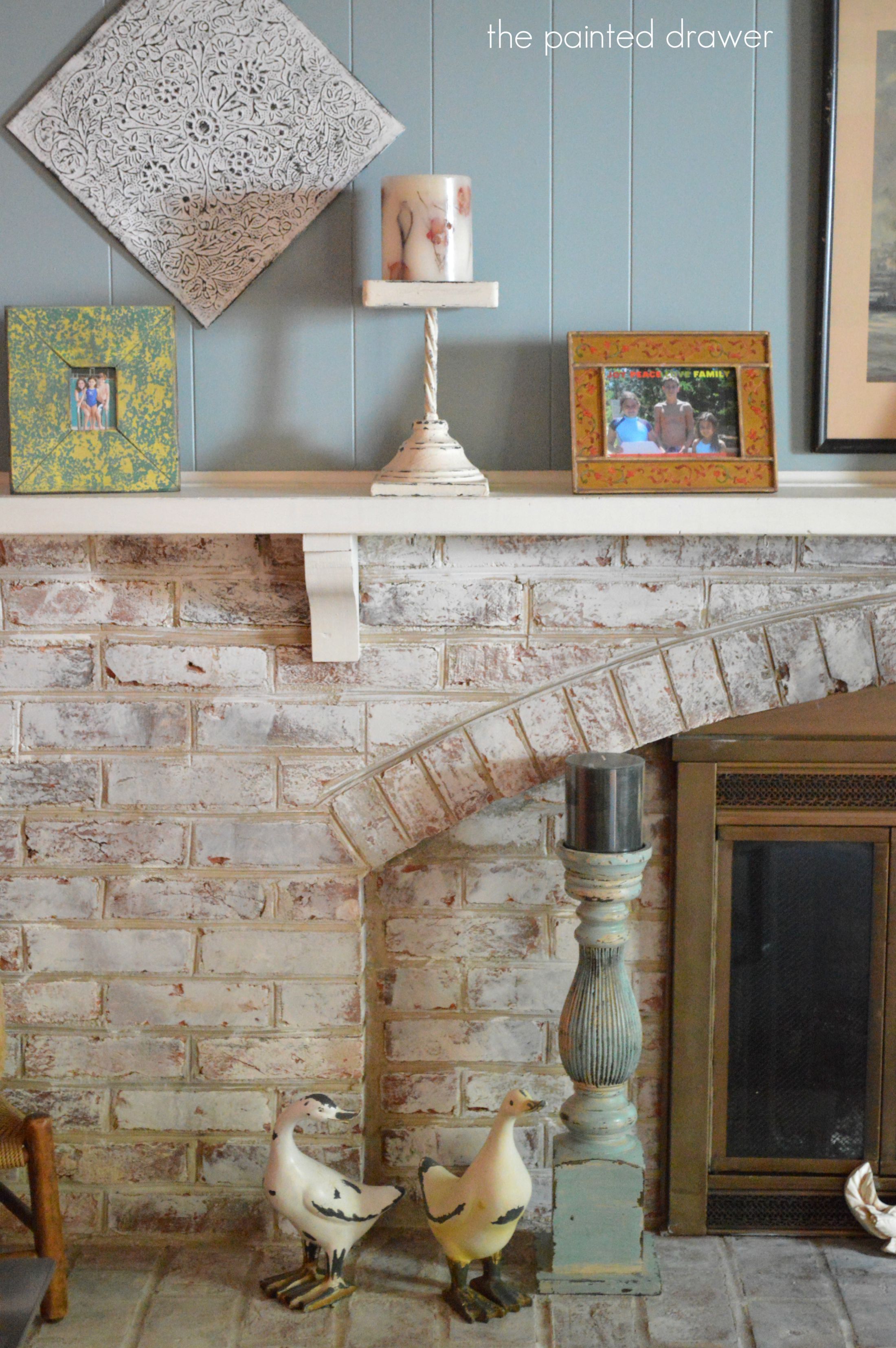 Whitewashed Brick Fireplace 0dd75cec d3e14e b2433ae