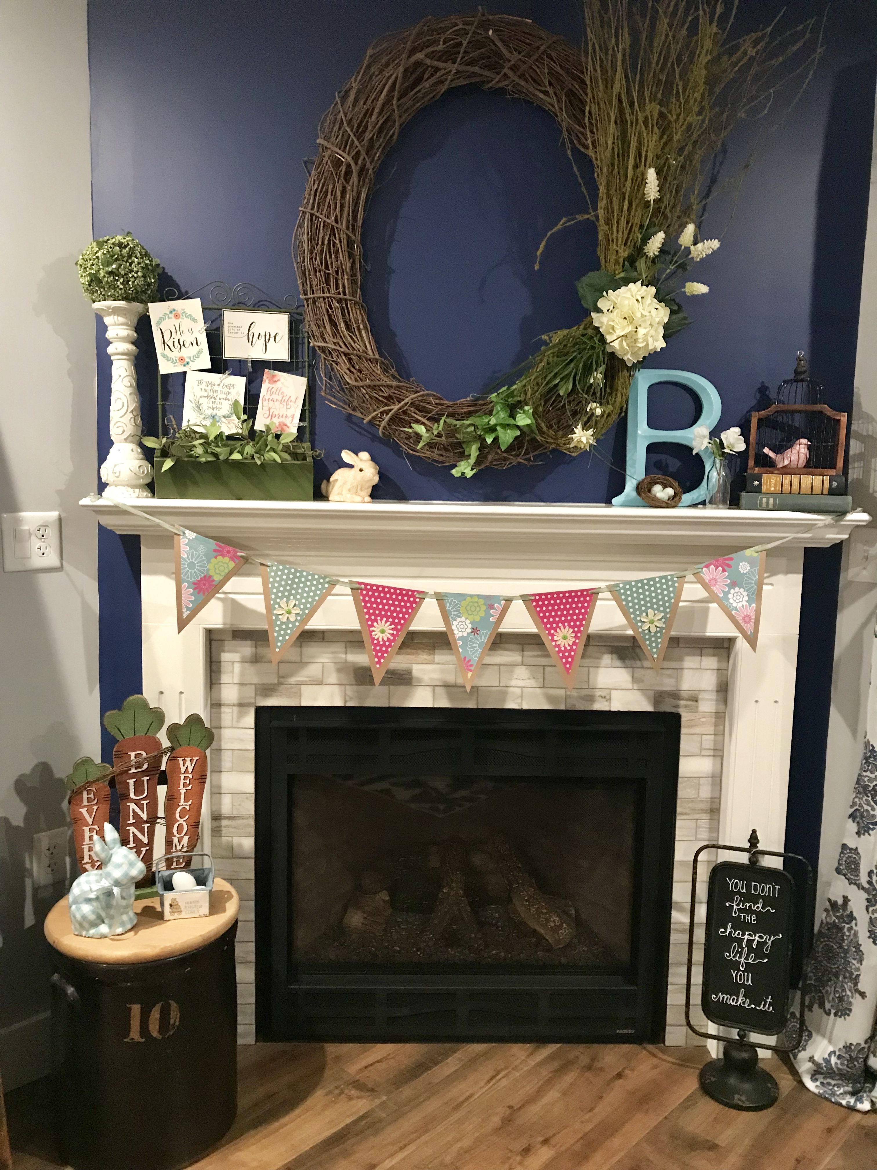 Wreath Over Fireplace Best Of Spring Easter Mantel 2019 My Mantel Mania In 2019