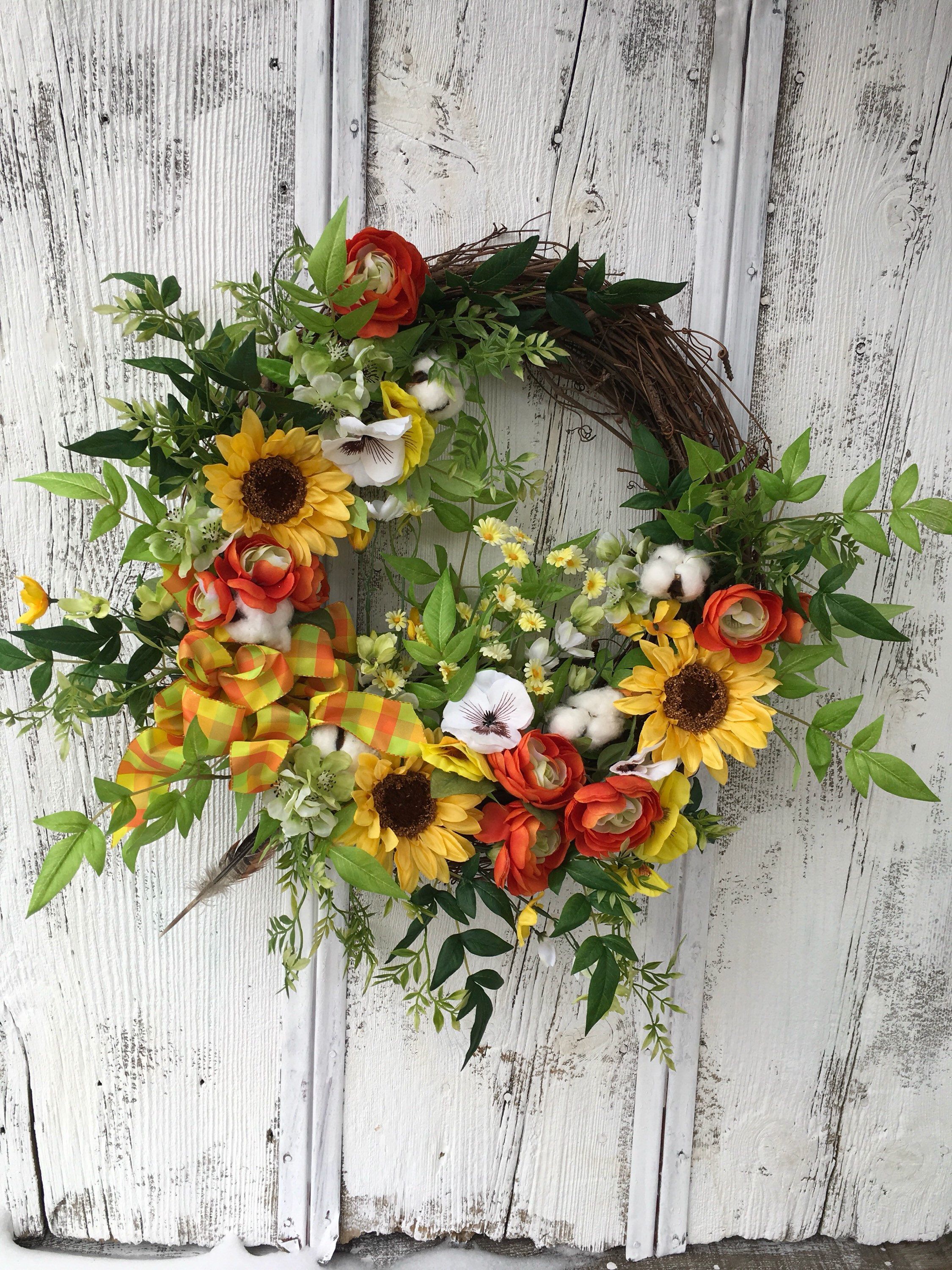 Summer Sunflower Wreath Summer Door Wreath Wall Wreath 020dc bc17a8878c494b6fbabcc6