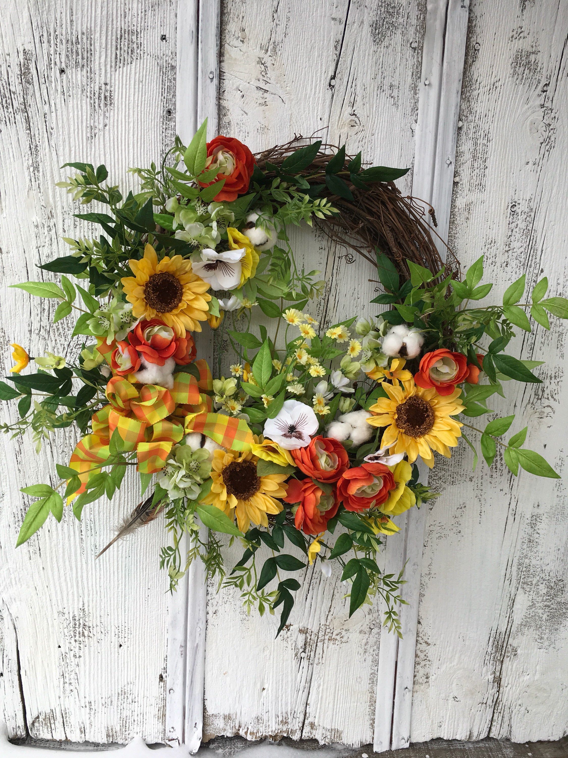 Wreath Over Fireplace Elegant Summer Sunflower Wreath Summer Door Wreath Wall Wreath