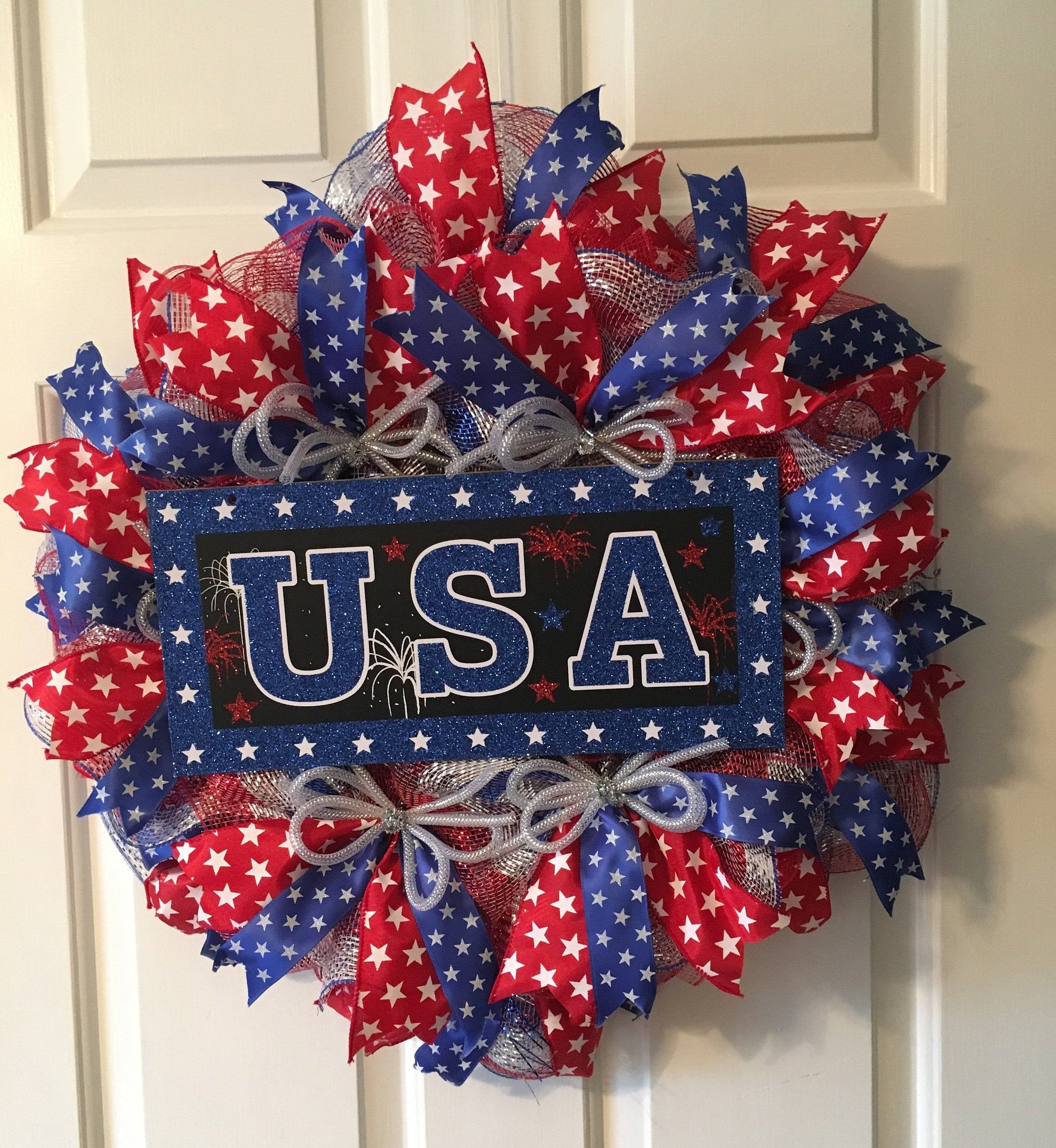 Wreath Over Fireplace Lovely 4th Of July Usa Wreath Military Wreath Labor Day Wreath