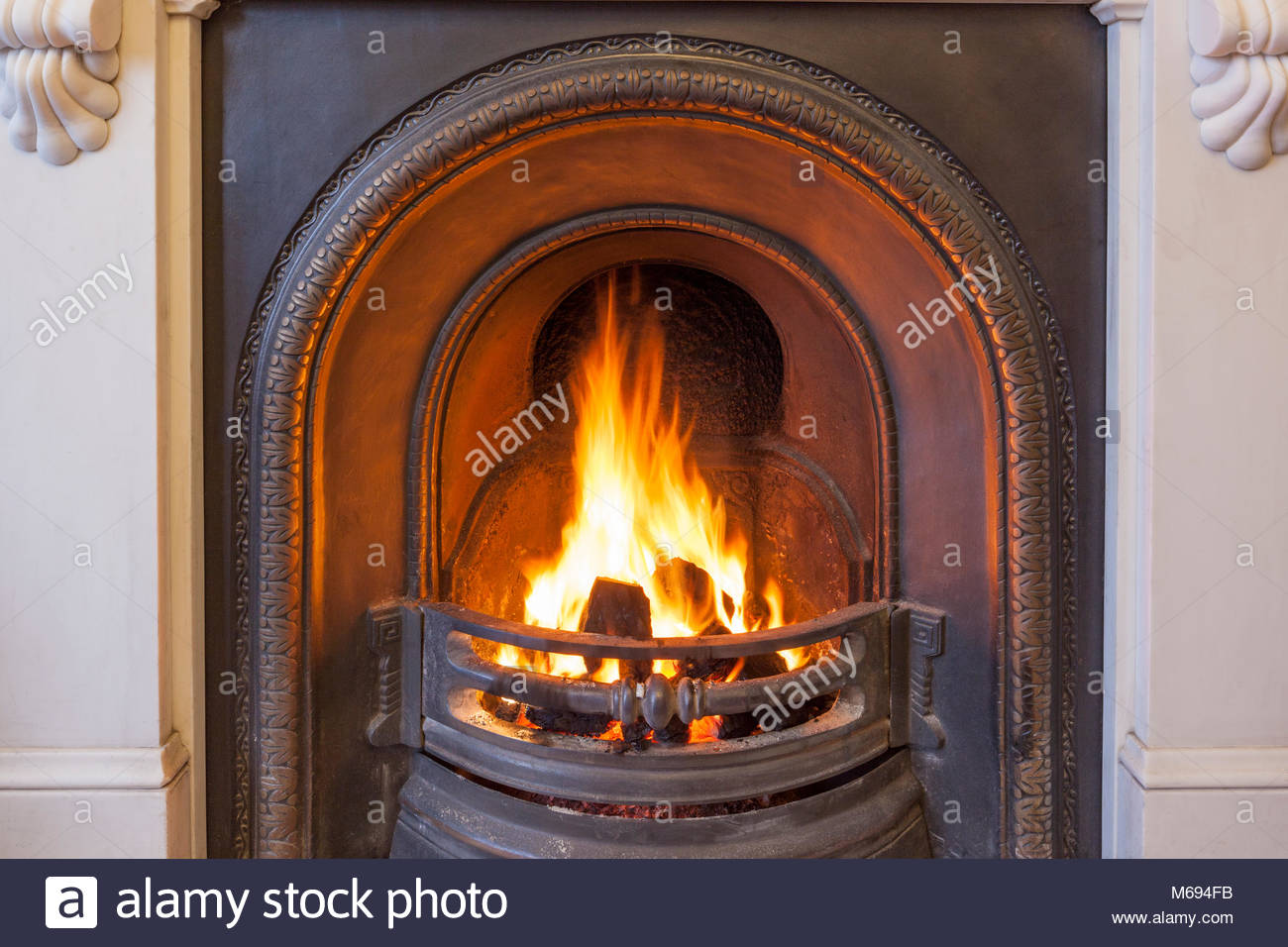 Coal Fire Grate Fireplace Stock s & Coal Fire Grate a roaring coal fire in a cast iron grate set in a marble fireplace M694FB