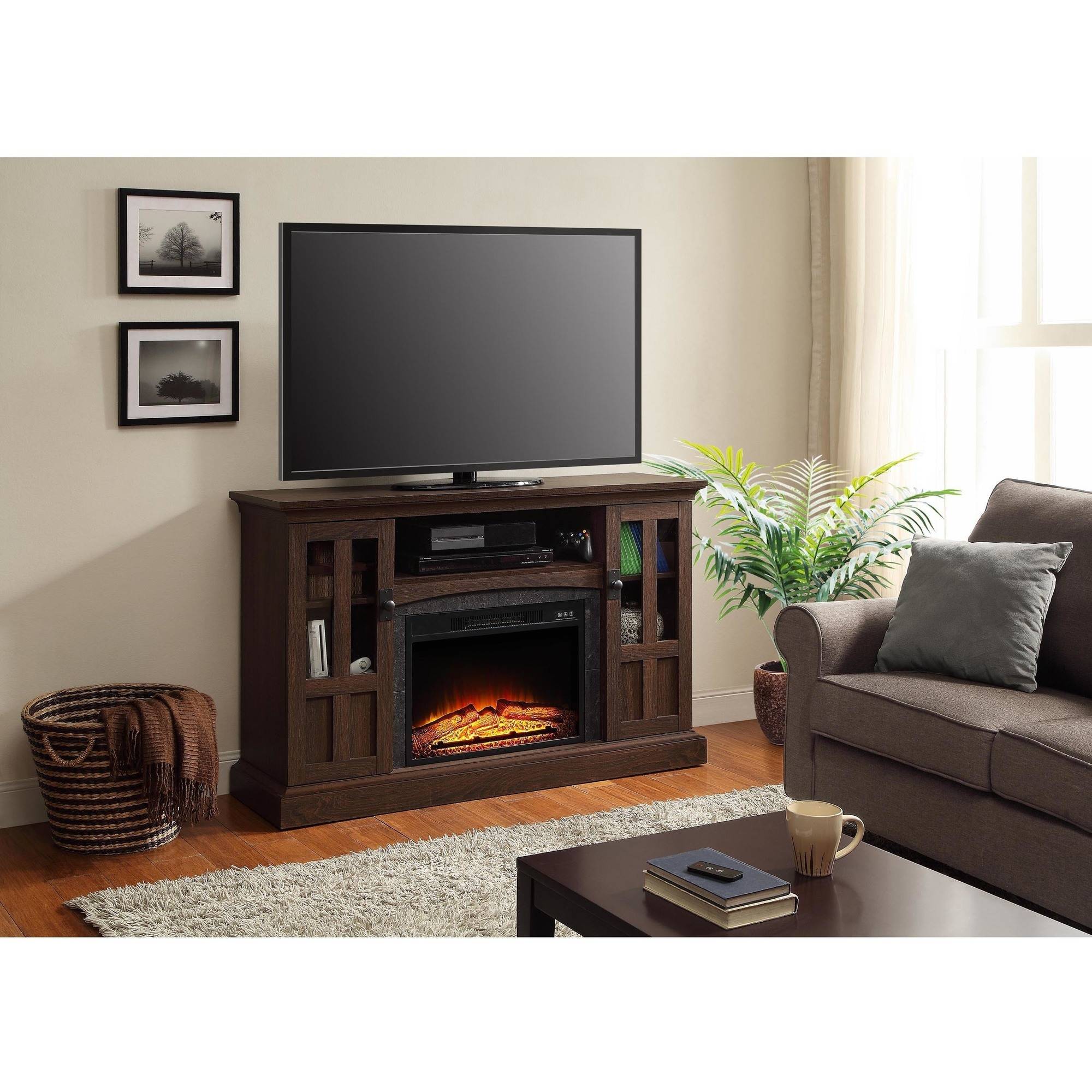 65 Inch Tv Over Fireplace Awesome Whalen Media Fireplace Console for Tvs Up to 60" Brown ash Walmart