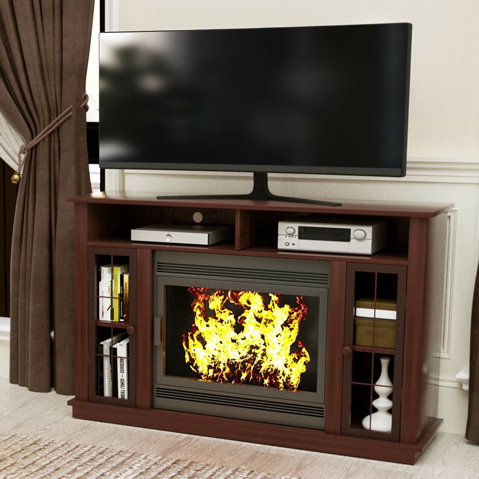 65 Inch Tv Over Fireplace Best Of Tv Stand Unit Console W Storage Fireplace Mantel Surround for Living Room Brown