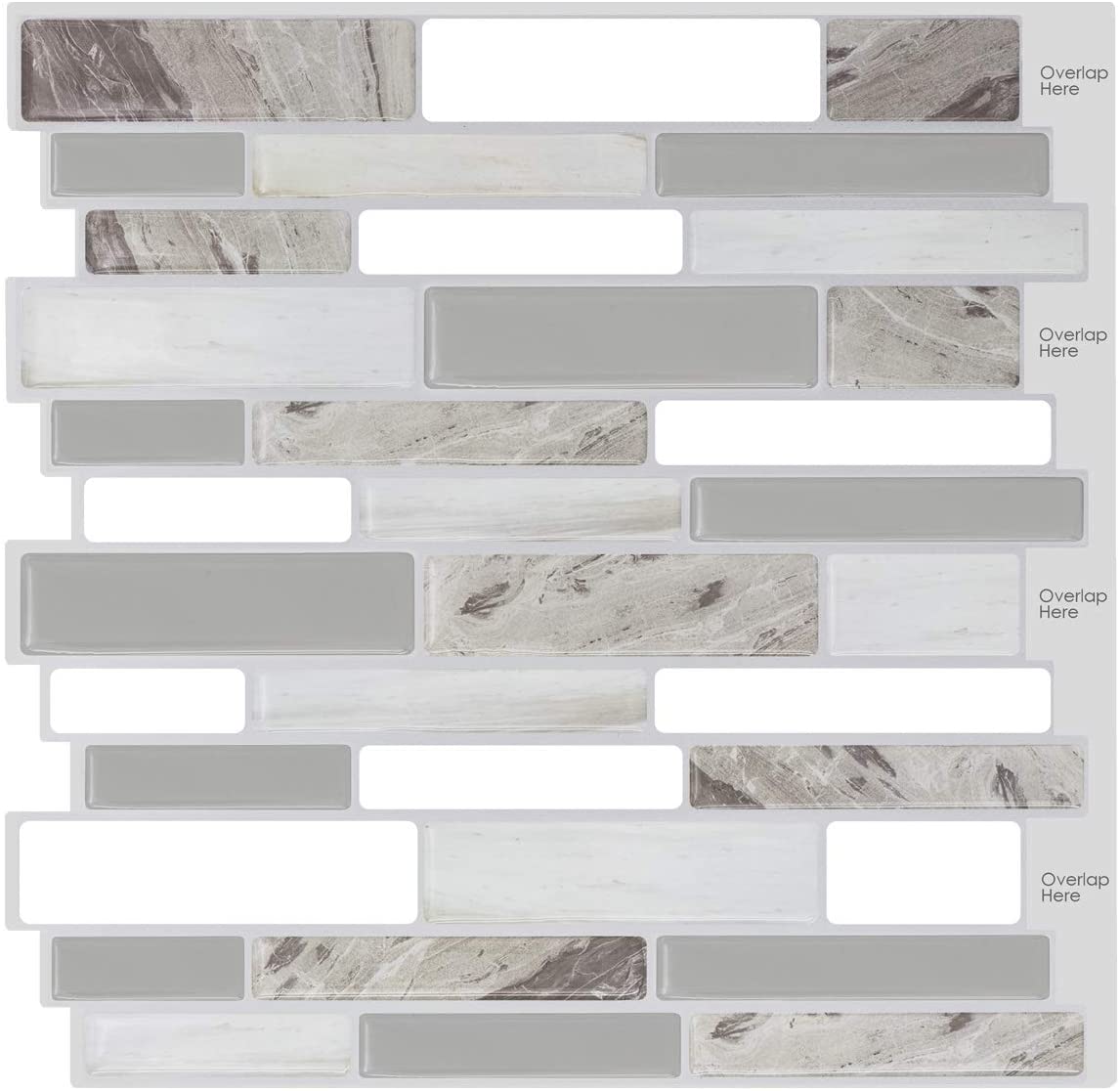 HUE DECORATION Peel and Stick Tile Backsplash for Kitchen Decorative Vinyl Backsplash Tile Peel and Stick Subway Tiles Smart Sticker Tile for 61ATwi49mjL AC SL1200