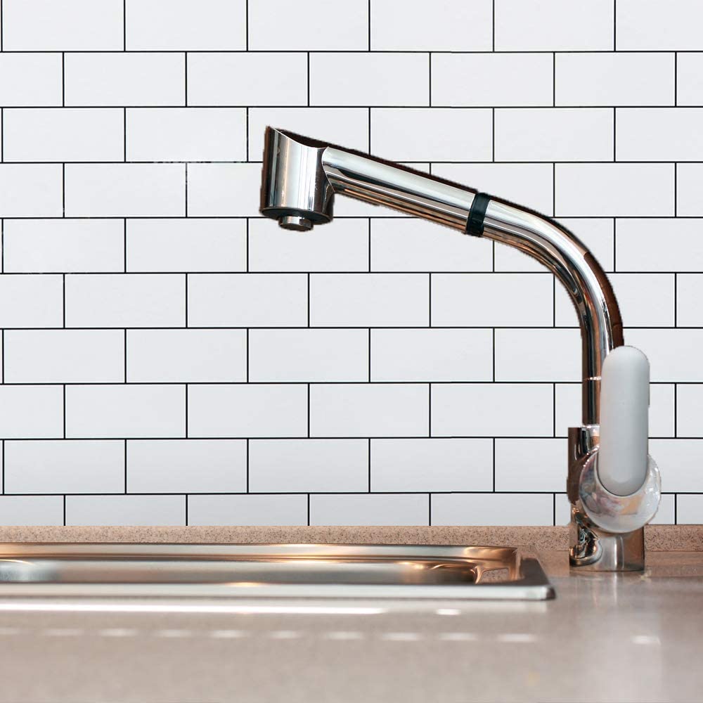 24in 118in White Brick Kitchen Backsplash Wallpaper Waterproof Oilproof Resistant High Temperature Wall Sticker Self adhesive and Removable Peel and 61Zmz9h121L AC SL1000