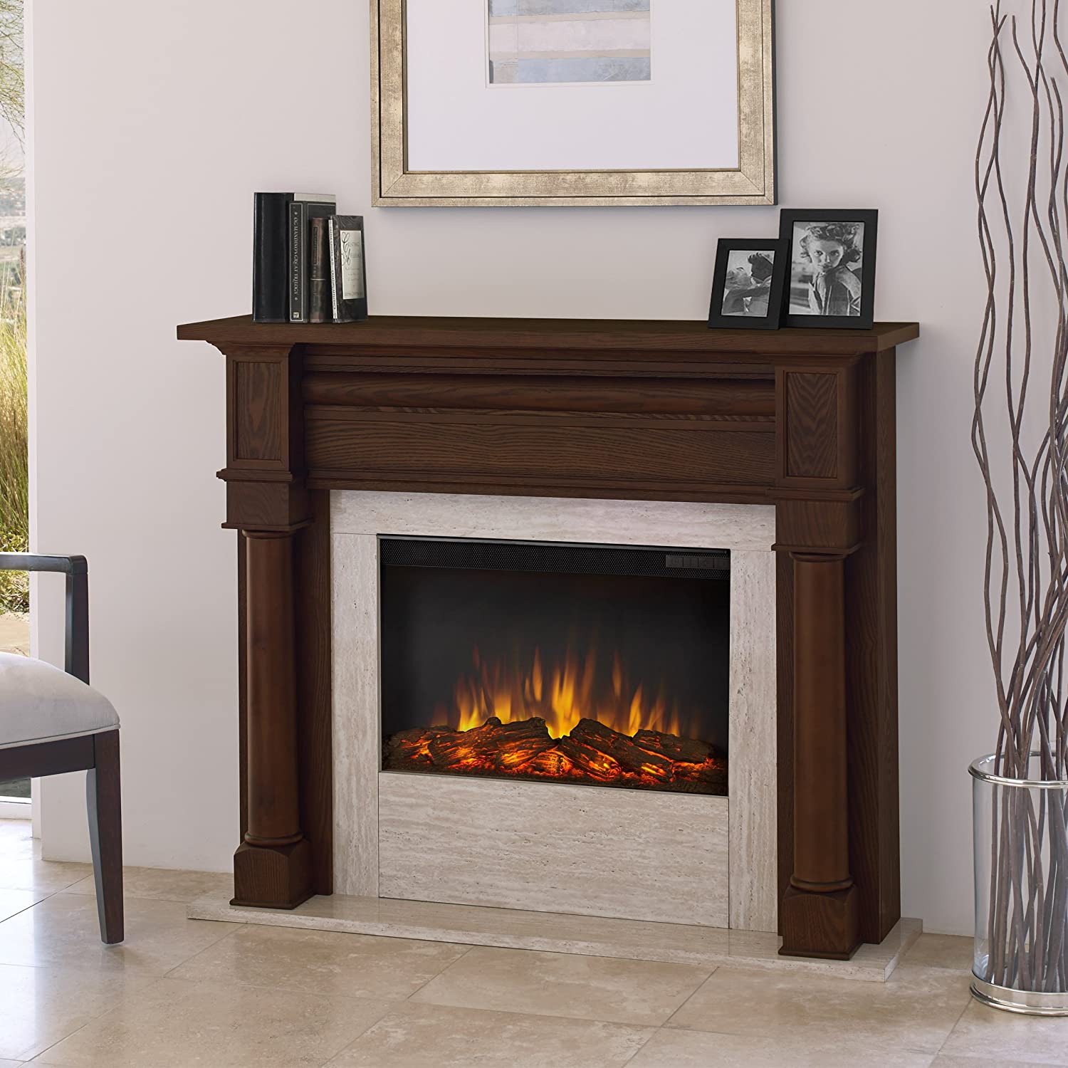 Real Flame Berkeley Electric Fireplace Chestnut Oak 91Iji6zg0SL AC SL1500