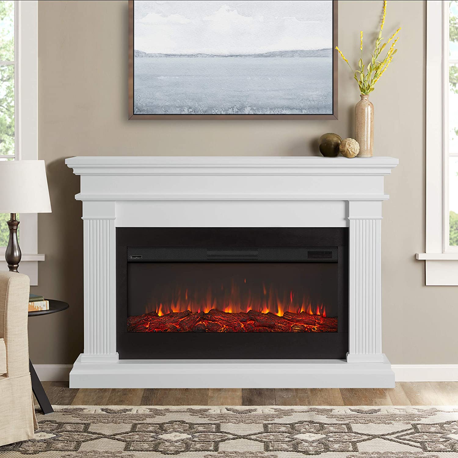 Callaway Grand Electric Fireplace Elegant Real Flame Beau Electric Fireplace White