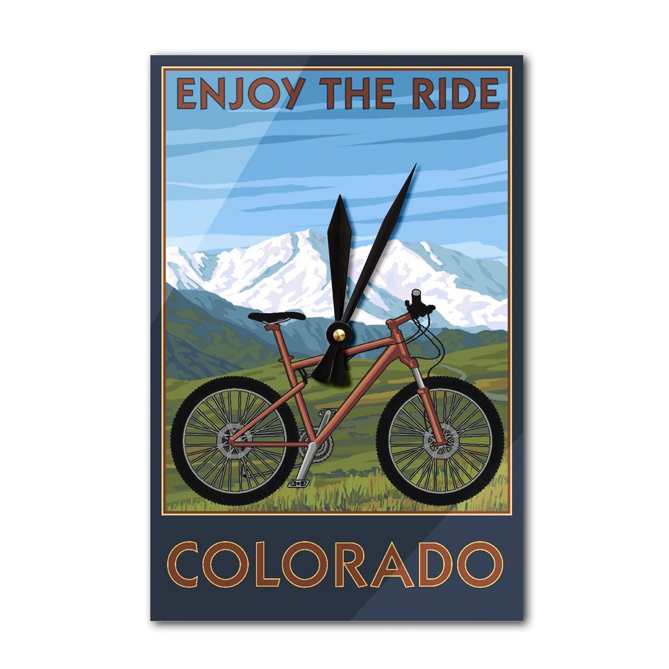 Clocks Over Fireplace Mantel Elegant Colorado Enjoy the Ride Mountain Bike Lantern Press Artwork Acrylic Wall Clock Acrylic Wall Clock