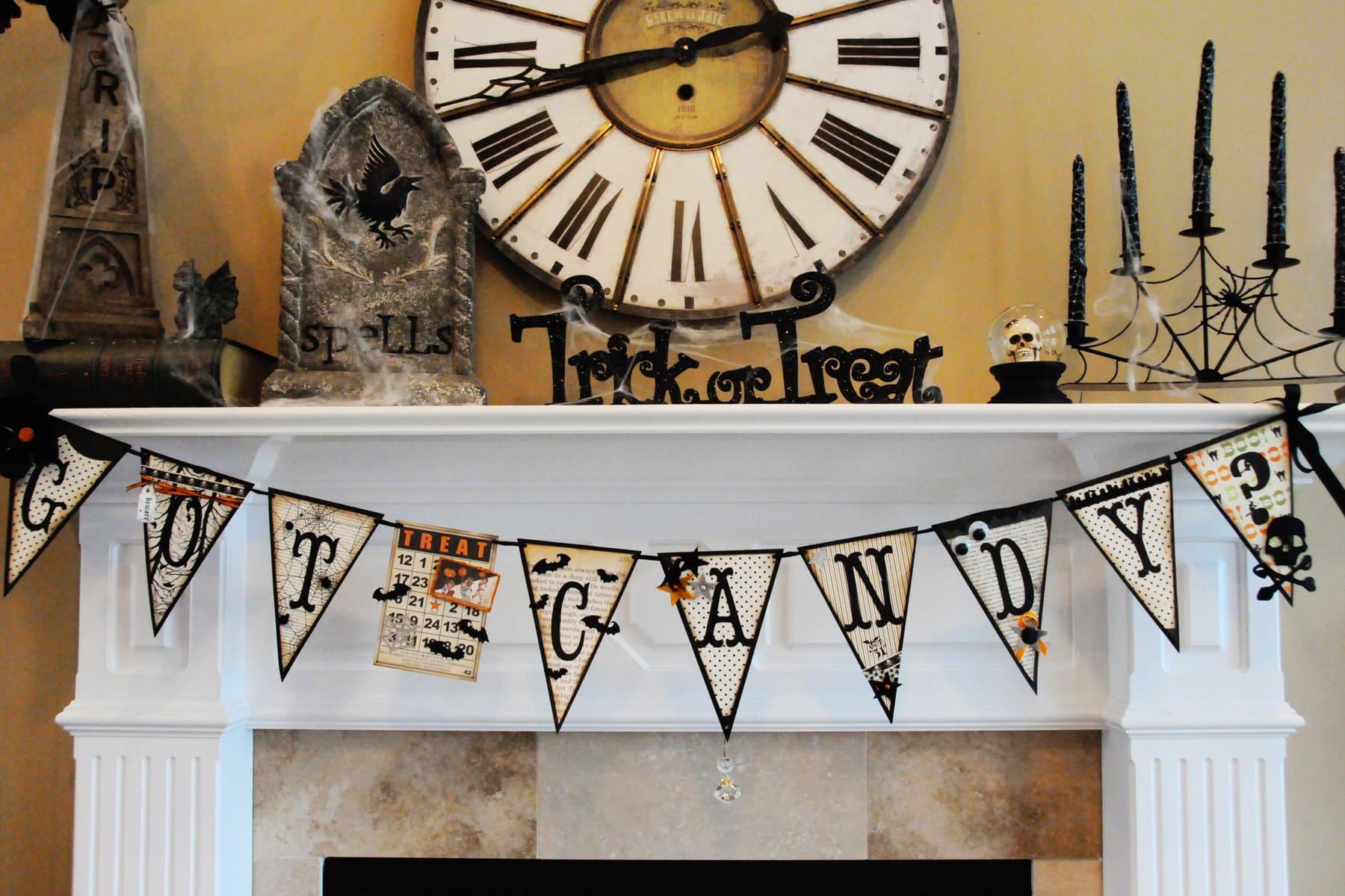 Clocks Over Fireplace Mantel Fresh Halloween Banner Giveaway and A Little How to the