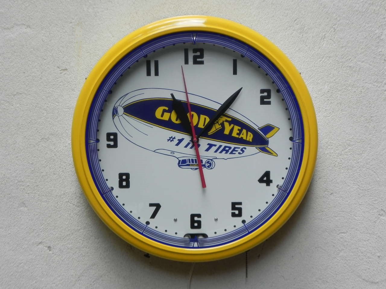 Clocks Over Fireplace Mantel Lovely Yellow Neon Light Up Goodyear Advertising Clock