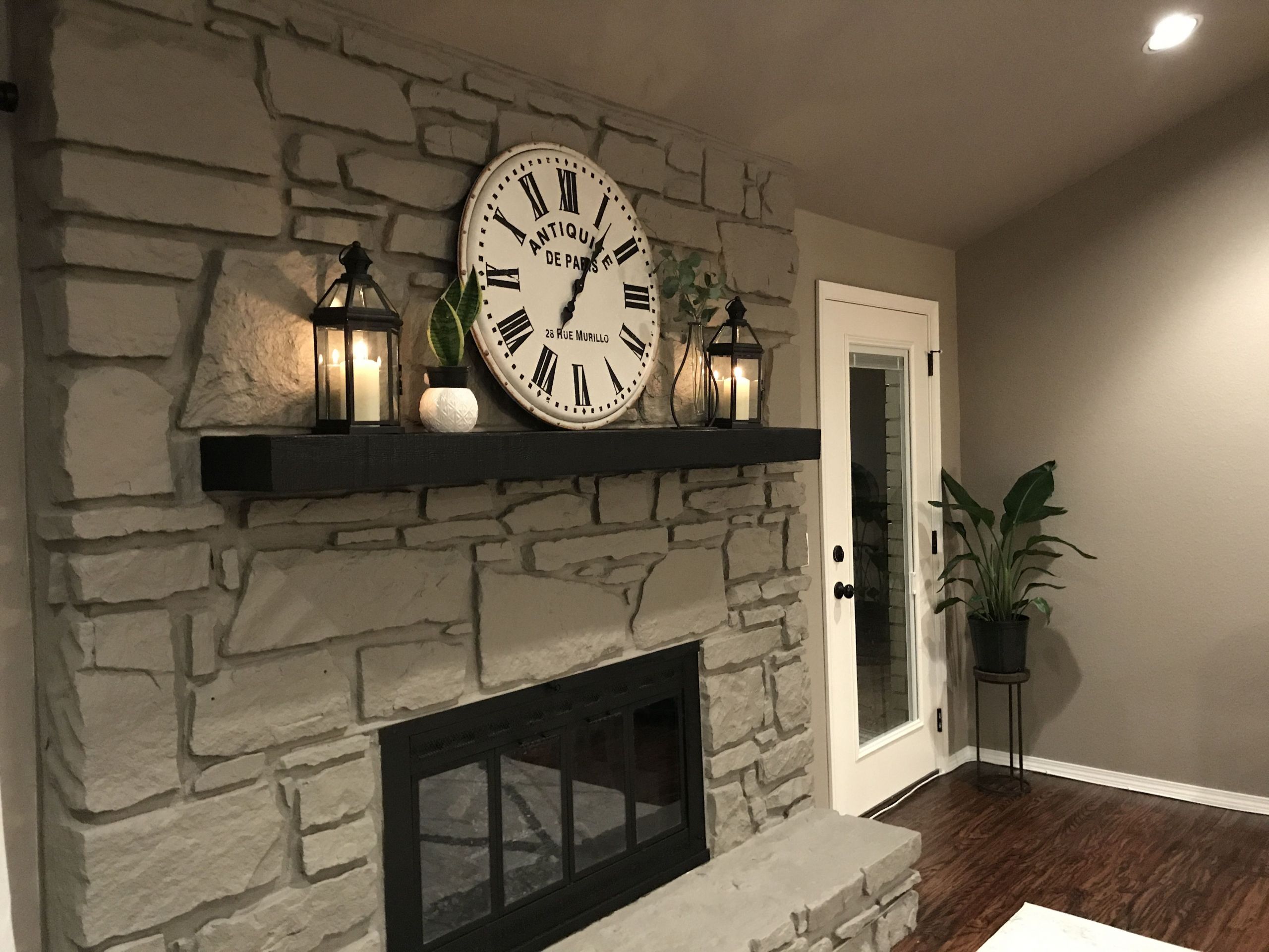 Clocks Over Fireplace Mantel Luxury Grey Stone Mantle with Black Beam Mantle Decor Mantle