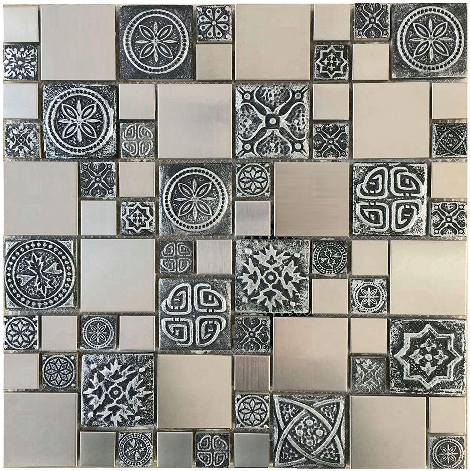 Copper Subway Tile Backsplash New Silver Color Stainless Steel Metal Mosaic Tile for Kitchen
