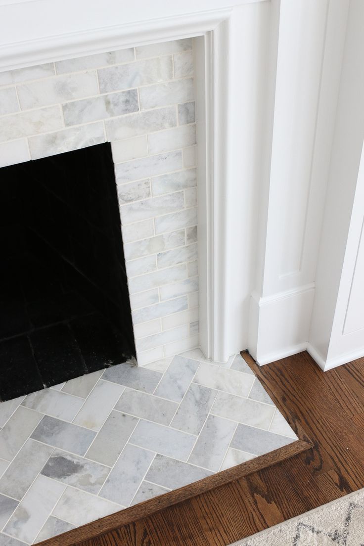 Fireplace with Herringbone Tile Fresh White Marble Tile Fireplace