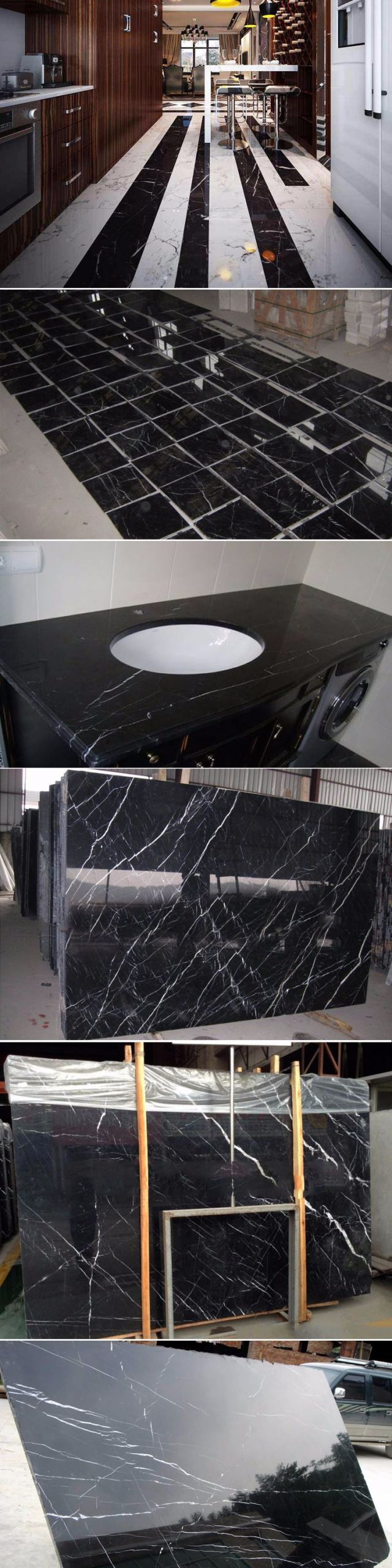 Fireplace with Herringbone Tile Luxury China Nero Marquina Marble Stair Step Stone Stair Nero