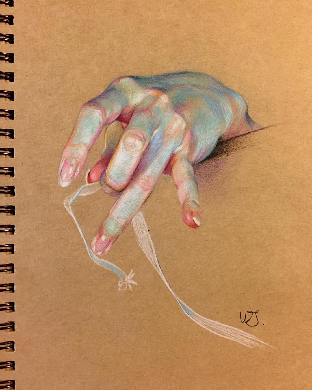 Hand Rendering Beautiful Hand Study Coloredpencil Fabercastell On Kraft Paper