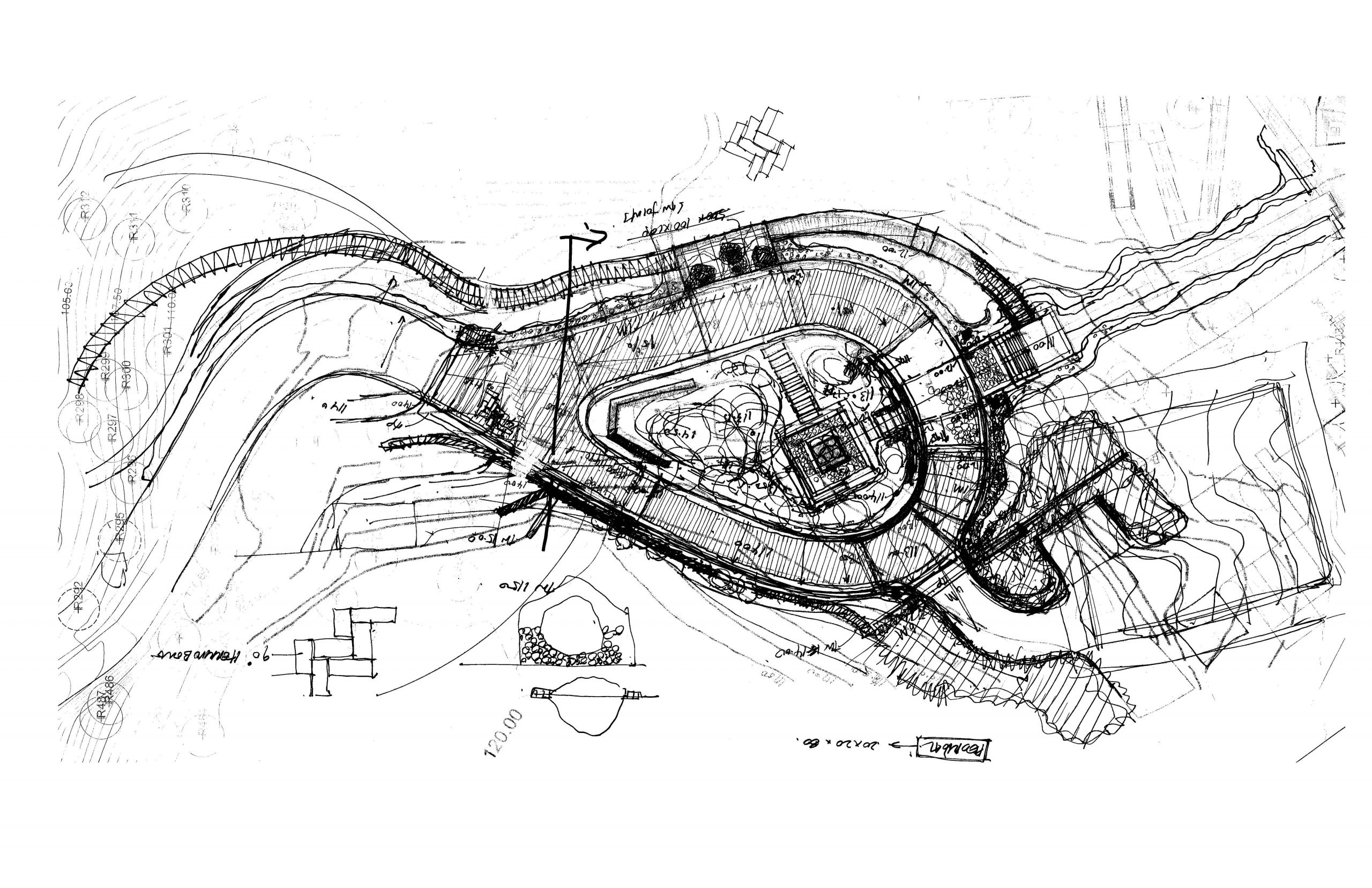 Hand Rendering Fresh Hand Drawn Conecept Sketch Landscape Architecture Rio