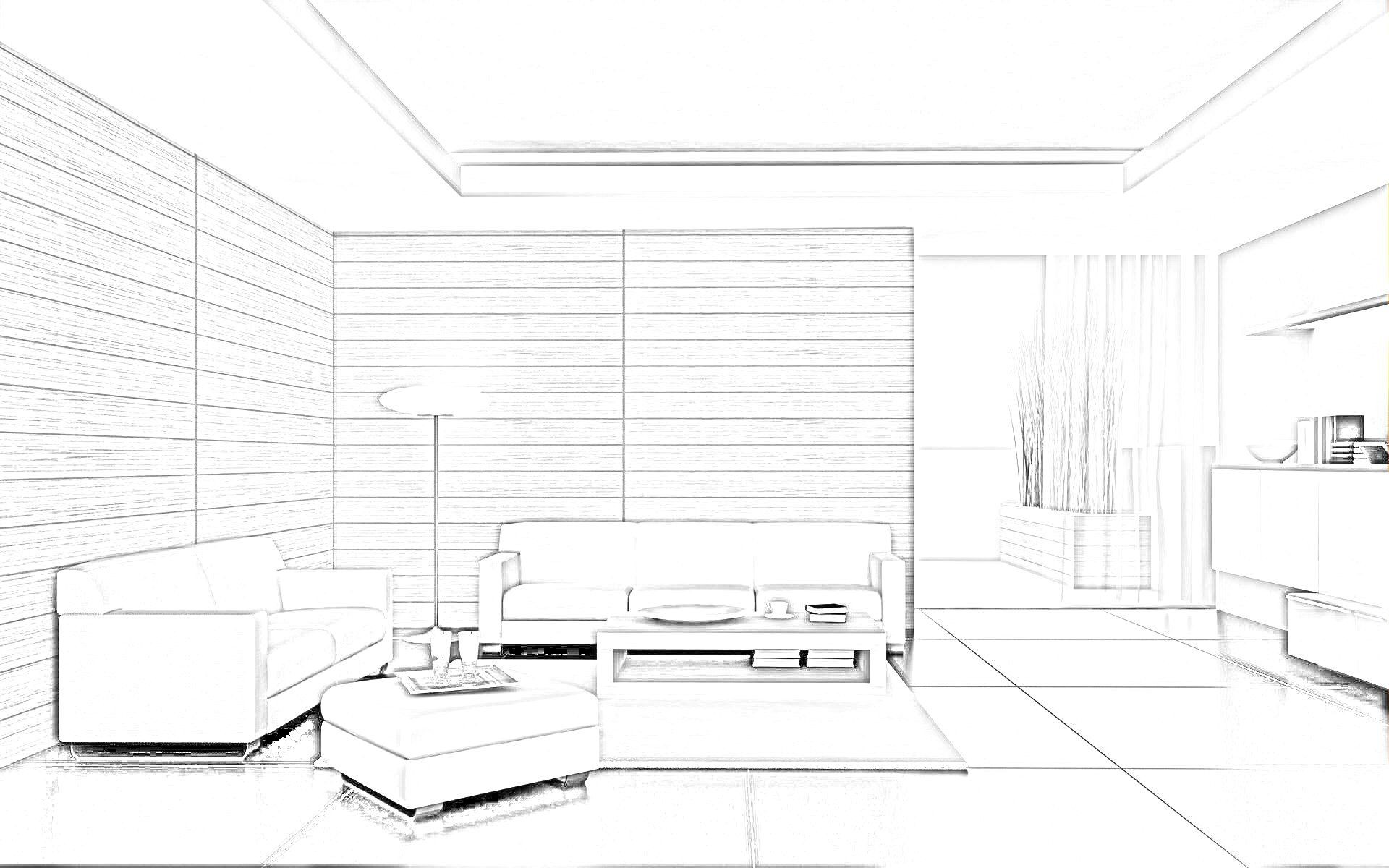Hand Rendering Luxury Interior Design Drawing Beautiful Interior Detalhamento