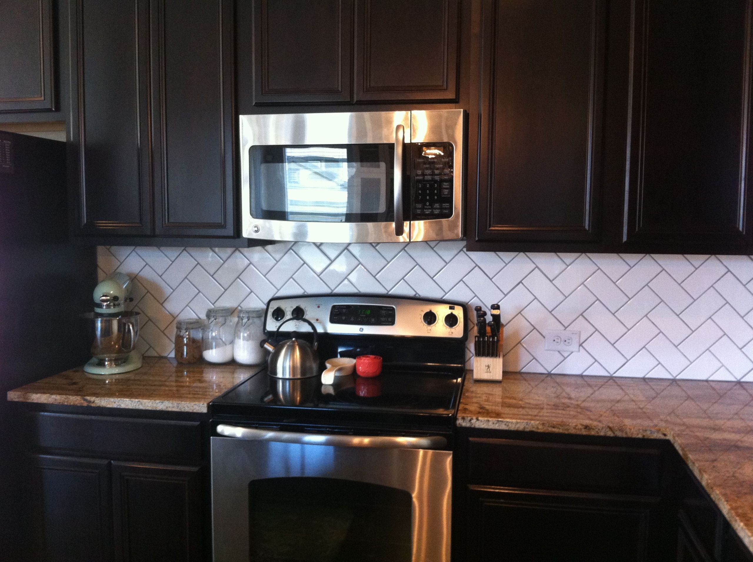 Herringbone Kitchen Backsplash Fresh Backsplash…drab to Fab