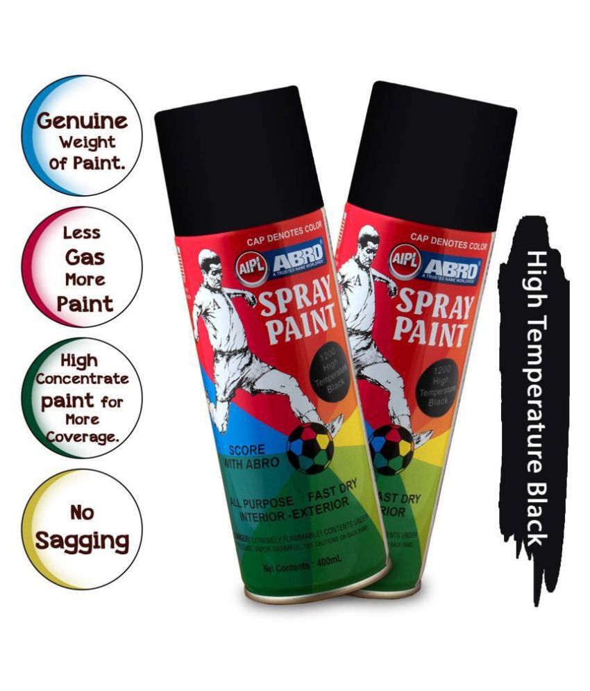 ABRO Multipurpose Colour Spray Paint Can for Cars and Bikes 2 PCS High Heat Black ABRO Multipurpose Colour Spray Paint SDL 1 c0207