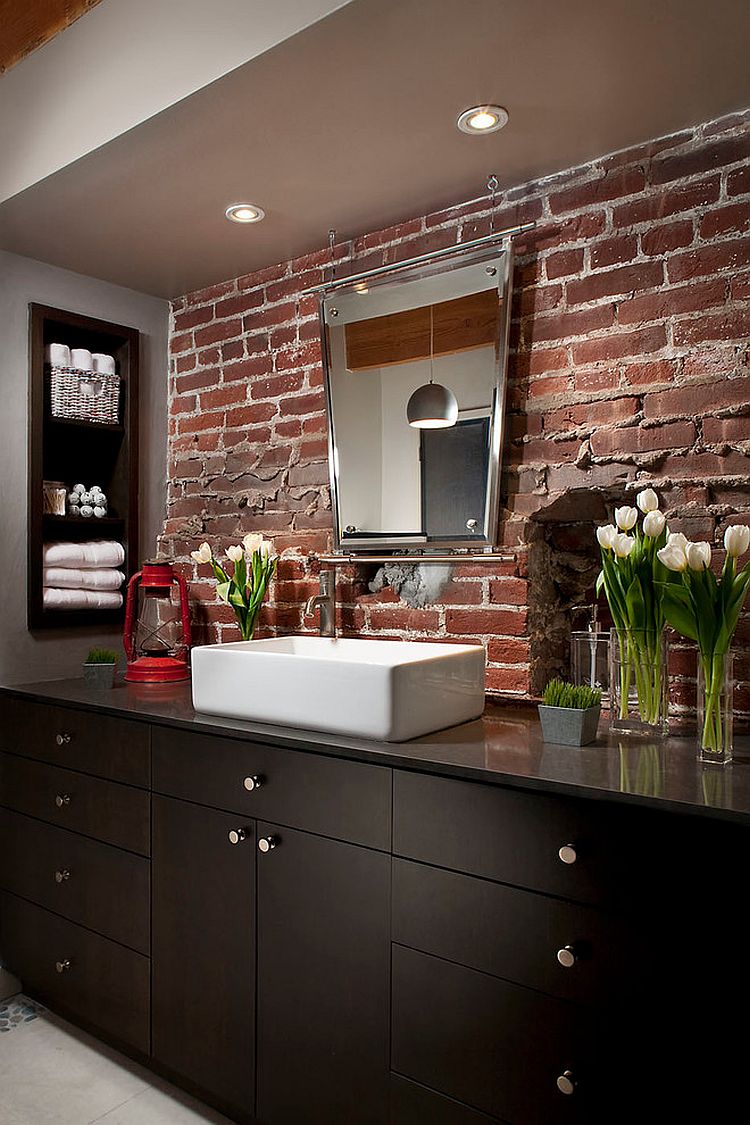 Kitchen Ideas with White Brick Backsplash Best Of Rugged and Ravishing 25 Bathrooms with Brick Walls
