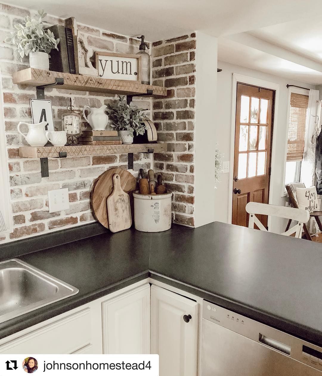 Kitchen with Brick Backsplash Beautiful Inspired Kitchens On Instagram “here S A Little Inspiration