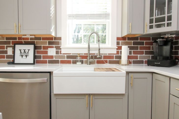 Kitchen with Brick Backsplash Luxury Farmhouse Kitchen Sink with Brick Backsplash Stainless