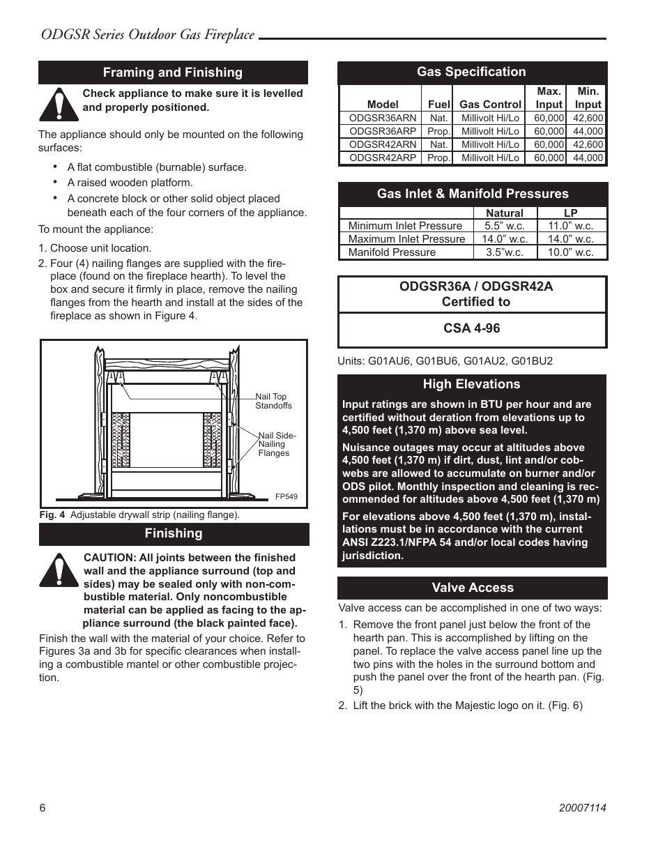 Odgsr series outdoor gas fireplace majestic appliances odgsr36a page6