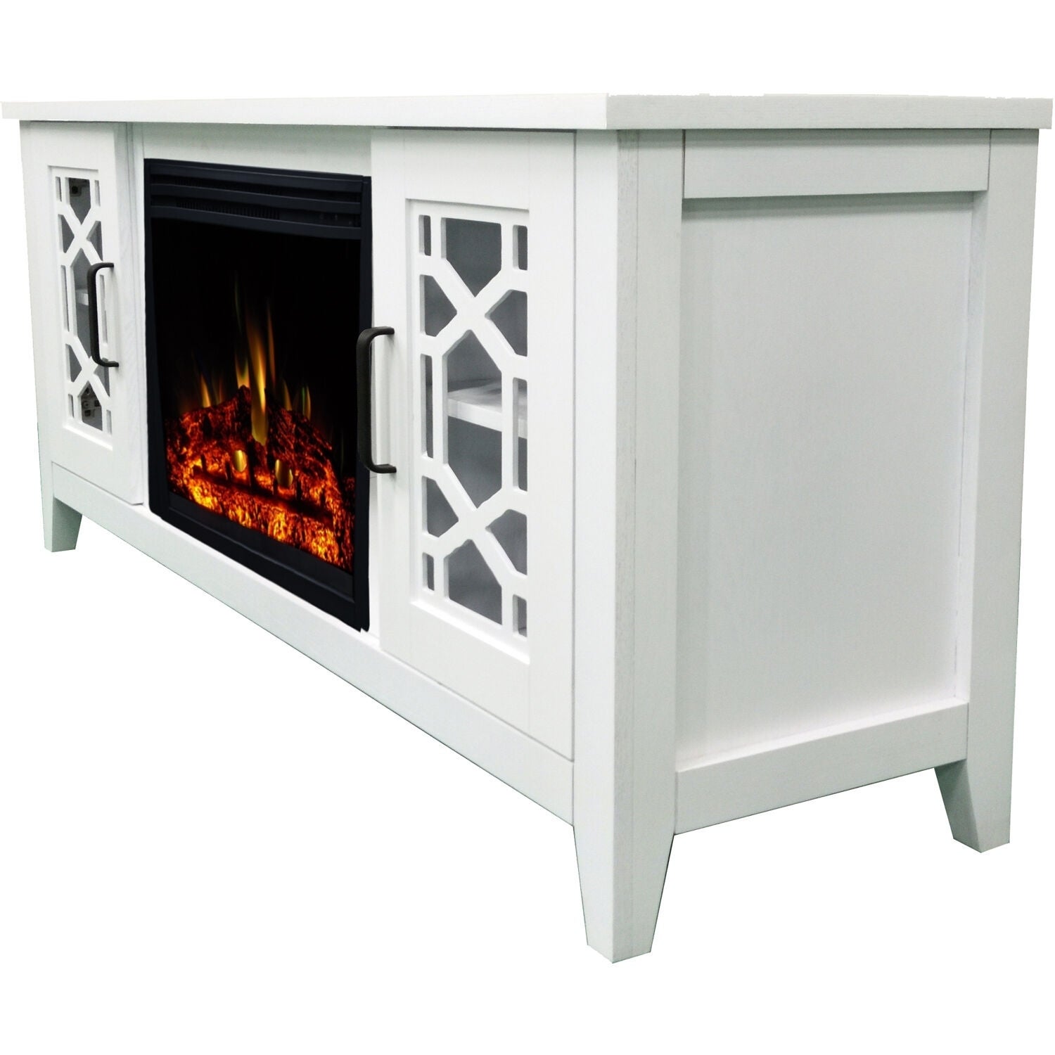 Modern Corner Electric Fireplace New Cambridge 56 In Stardust Mid Century Modern Electric Fireplace with Deep Multi Color Log Insert White N A