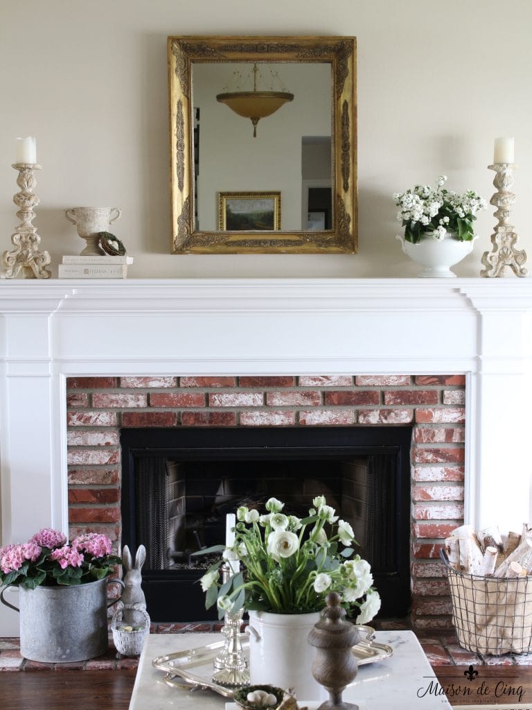 Living Room Decor Elegant Spring Mantel9 MdC 1 768x1024