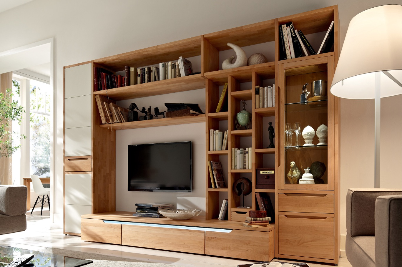 Tv Fireplace Wall Unit Designs New Wooden Finish Wall Unit Binations From Hülsta