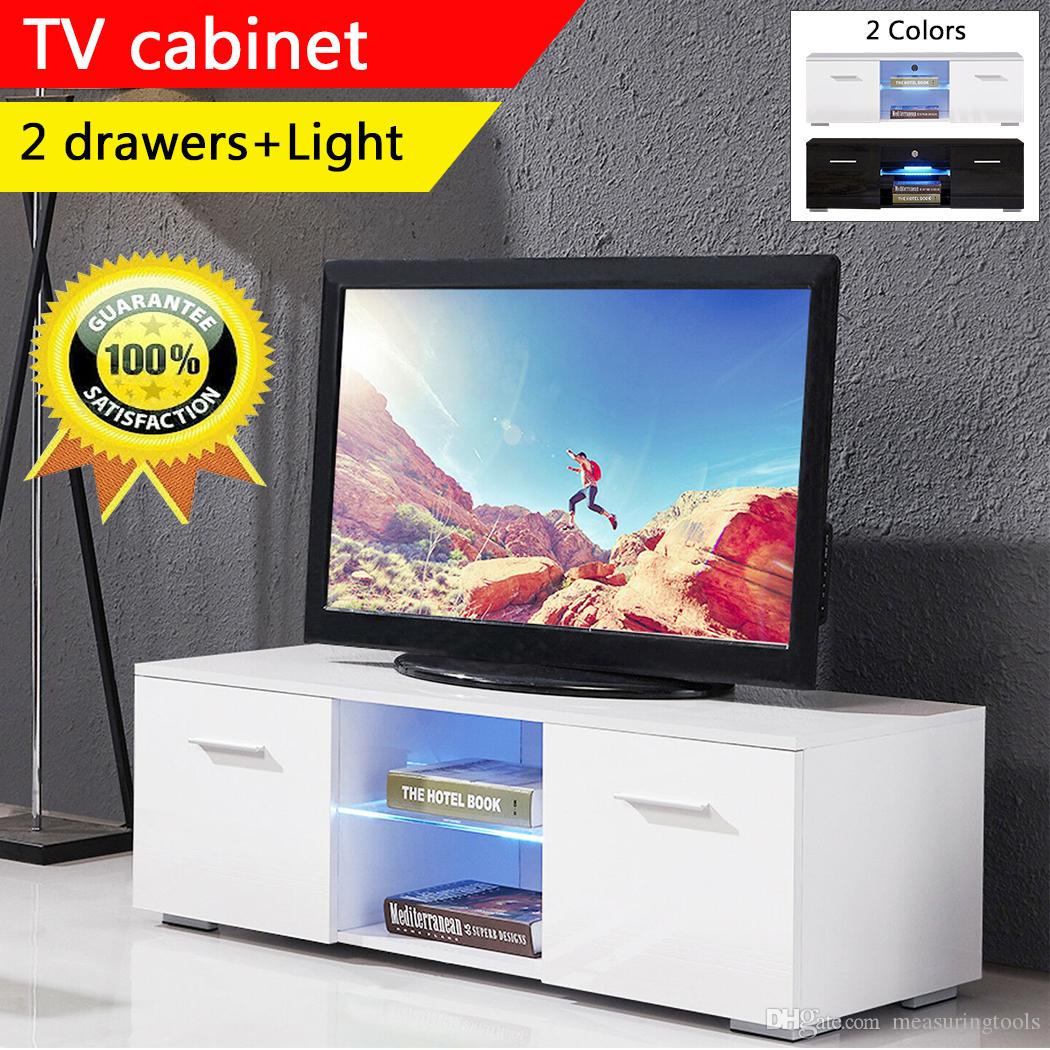 Unique Tv Stands New 2020 118cm Tv Stand 2 Drawers Living Room Furniture Led Modern Table Entertainment Center Monitor Flat Screen Riser Cabinet Console From