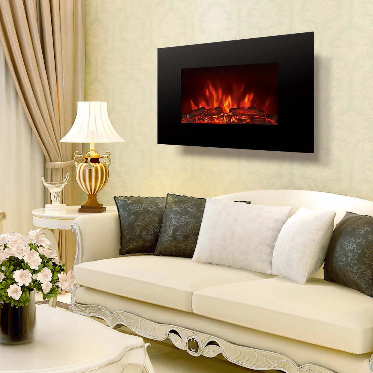 Wall Units with Fireplaces Lovely Fire Flame Flat Tempered Glass Wall Mounted Electric